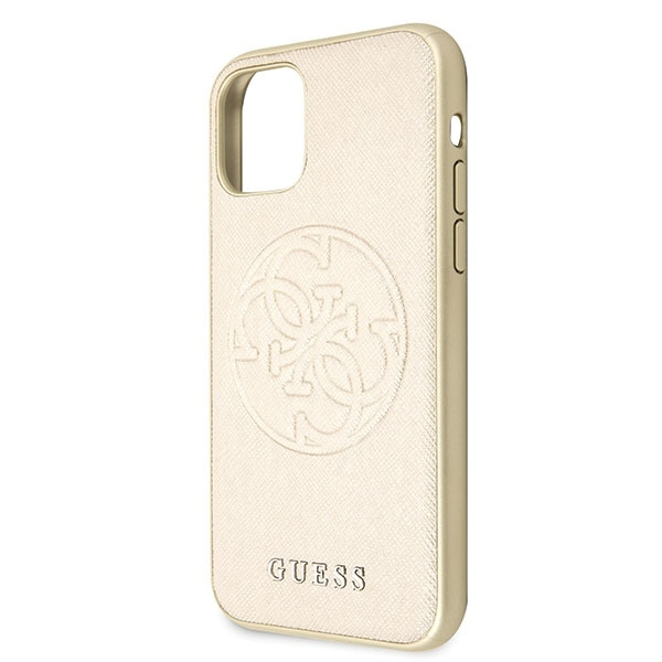 Guess GUHCN65RSSASGO iPhone 11 Pro Max złoty/gold hard case Saffiano 4G Circle Logo