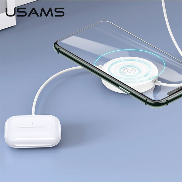 USAMS Ład. indukcyjna US-CC096 10Wz kablem lightning biały/white CC96WH02