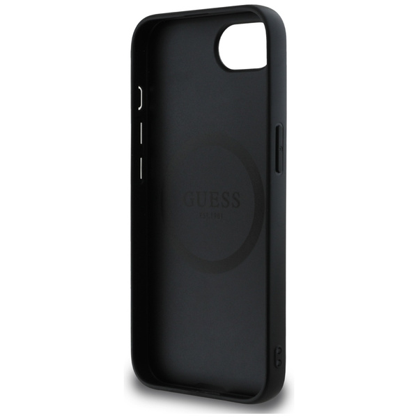 Etui Guess Grained Triangle MagSafe do   iPhone 16e czarny