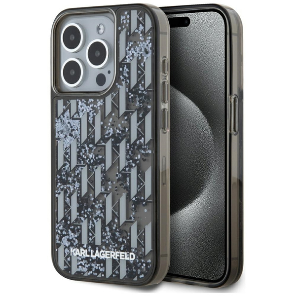 Etui Karl Lagerfeld Liquide Glitter      Monogram Gradient do iPhone 15 Pro Max czarny