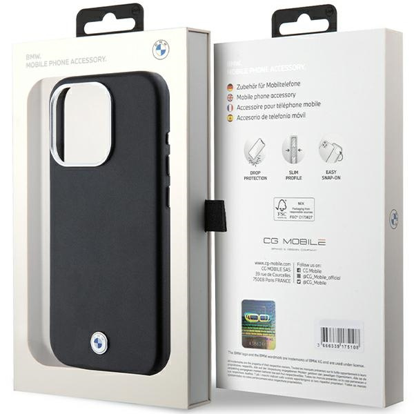 Etui BMW Signature Wrapped Metal MagSafe na iPhone 15 Pro - czarne