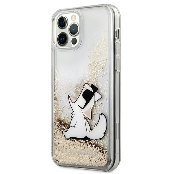 KARL LAGERFELD KLHCP12MGCFD IPHONE 12 / 12 PRO 6,1" ZŁOTY/GOLD HARDCASE LIQUID GLITTER CHOUPETTE FUN