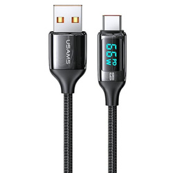 USAMS Kabel pleciony U78 USB-C 1.2mLED 6A Fast Charging czarny/black SJ544USB01 (US-SJ544)