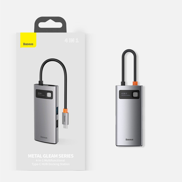 Baseus Metal Gleam 4in1 multifunctional HUB USB Type C - USB Type C Power Delivery 100 W / HDMI 4K 30 Hz / 1x USB 3.2 Gen 1 / 1x USB 2.0 (CAHUB-CY0G)