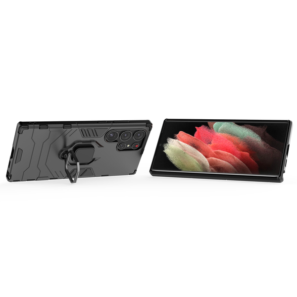 RING ARMOR CASE FOR SAMSUNG GALAXY S23 ULTRA ARMORED COVER MAGNETIC RING HOLDER BLACK