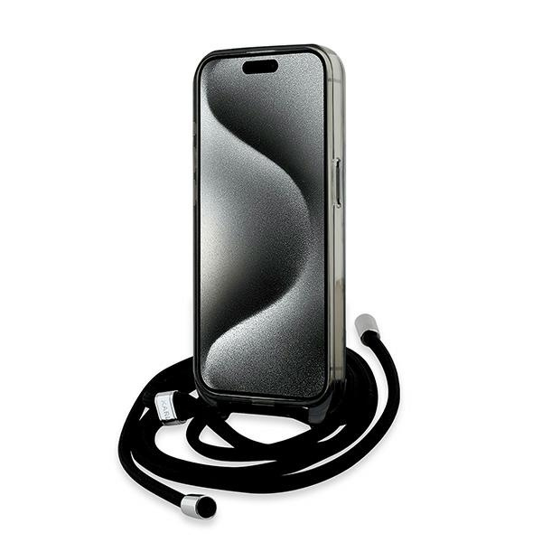 KARL LAGERFELD KLHMP15LHCKCKLCK IPHONE 15 PRO 6.1" BLACK/BLACK HARDCASE IML CROSSBODY MONOGRAM KARL & CHOUPETTE HEAD MAGSAFE