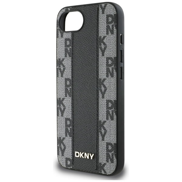 Etui DKNY Leather Checkered Mono Pattern MagSafe do iPhone 16e czarny