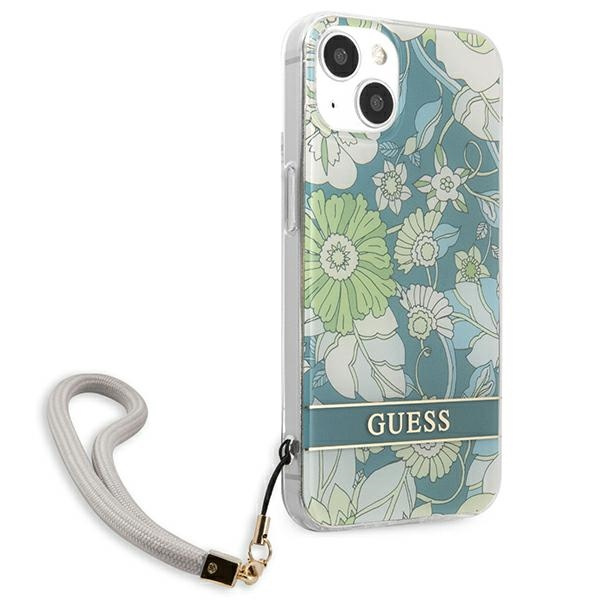 Guess GUHCP13SHFLSN iPhone 13 mini 5,4"zielony/green hardcase Flower Strap