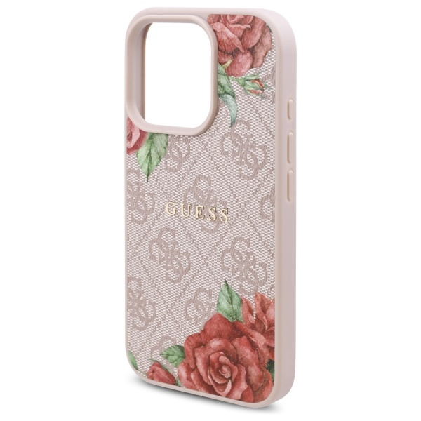 Guess GUHMP16LP4ROPEMCP iPhone 16 Pro    6.3" różowy/pink hardcase 4G Flowers Print MagSafe