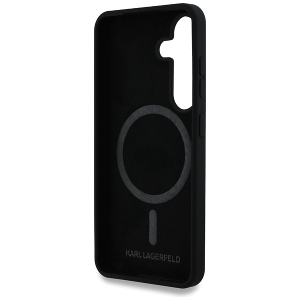 Etui Karl Lagerfeld Silicone Double      Heads And Circle MagSafe do Samsung Galaxy S25+ czarny