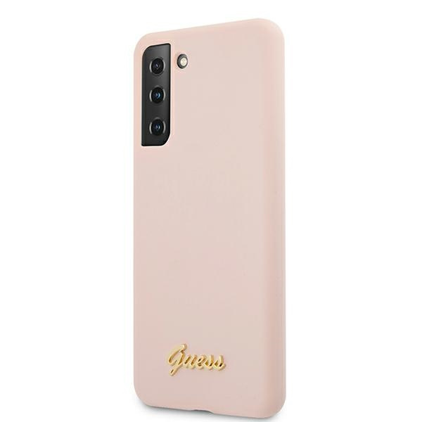 Guess GUHCS21MLSLMGLP S21+ G996różowy/pink hardcase Silicone Script Metal Logo