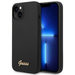 Guess GUHCP14MSLSMK iPhone 14 Plus / 15 Plus 6.7" czarny/black hard case Silicone Vintage Gold Logo