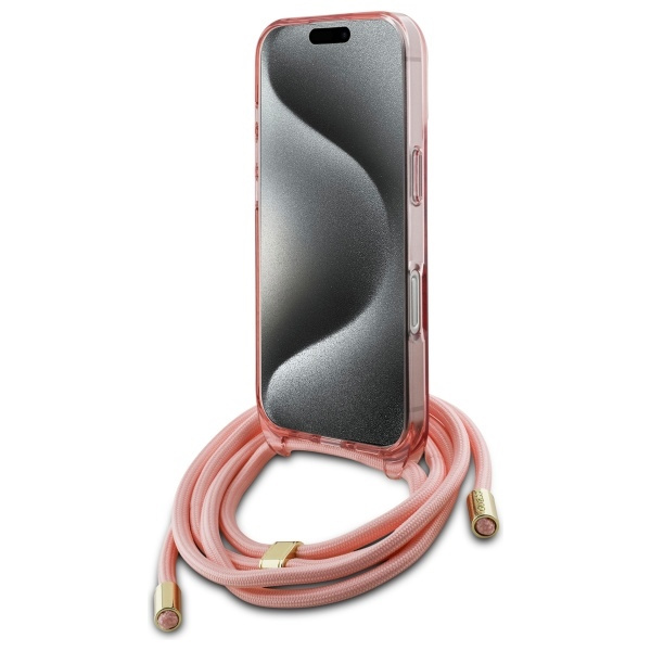 Guess GUHMP16SHCTSGNSP iPhone 16 6.1"    różowy/pink hardcase Crossbody Cord Script MagSafe