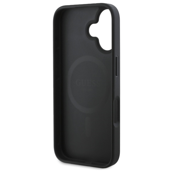 Guess GUHMP16SPGPYSK iPhone 16 6.1" czarny/black hardcase Peony Script MagSafe