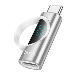Adapter USB C do Lightning Hoco 3A 60W z wyświetlaczem UA32A srebrny