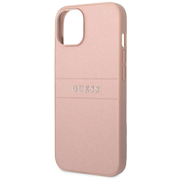 Guess GUHCP14MPSASBPI iPhone 14 Plus / 15 Plus 6.7" różowy/pink Saffiano Strap