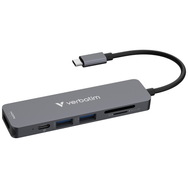 Adapter Hub Verbatim USB-C/HDMI/USB-A    3.2/USB-A 2.0/SD/microSD aluminiowy 32156