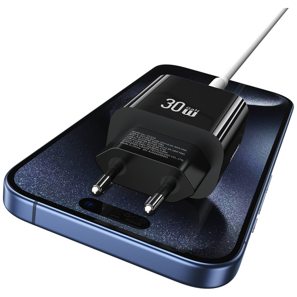 Ładowarka sieciowa USAMS CC316 T65 30W   1xUSB-C 1xUSB-A Fast Charging czarny