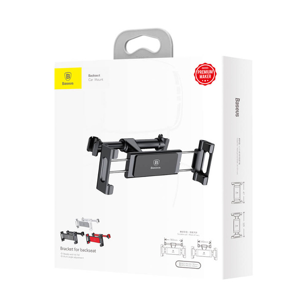Baseus Backseat Car Mount SUHZ-01 Car Headrest Holder for Tablets / Smartphones 4.7-12.9" - Black