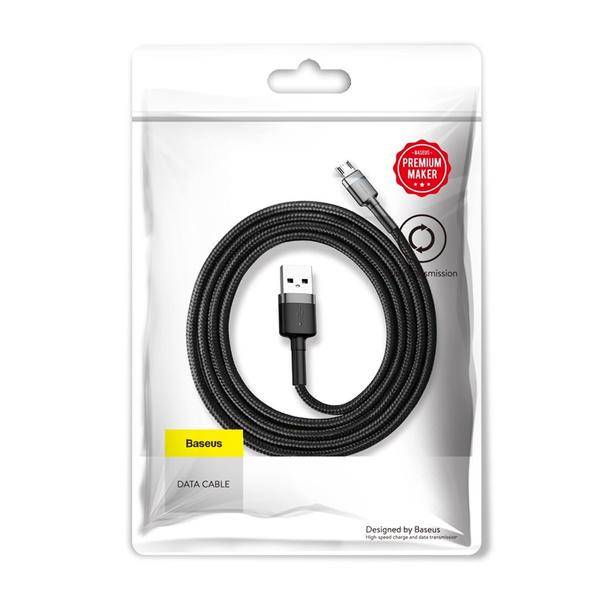 Kabel Baseus Cafule Cable CAMKLF-BG1 USB-A / micro USB 2.4A 1 m - czarno-szary