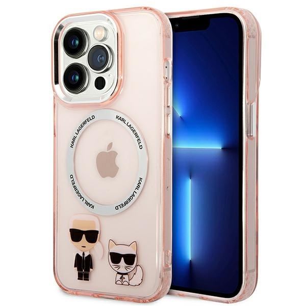 Karl Lagerfeld KLHMP14LHKCP iPhone 14 Pro 6.1" hardcase pink/pink Karl &amp; Choupette Aluminum Magsafe