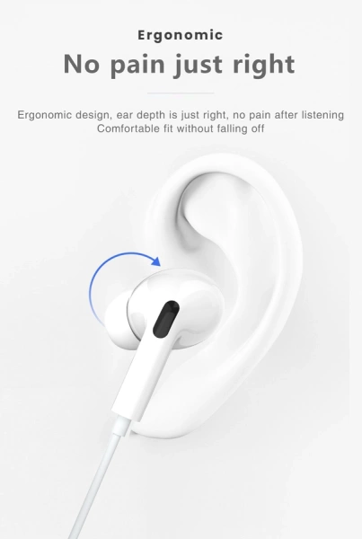 JELLICO wired earphones EP3A Lightning with microphone 1.2M White