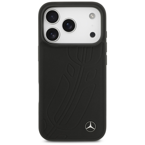 Etui Mercedes Leather Large Laurel Leave MagSafe do iPhone 17 Pro czarny
