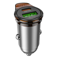 Ładowarka samochodowa Hoco USB A + USB C QC3.0 PD 43W NZ16A szara