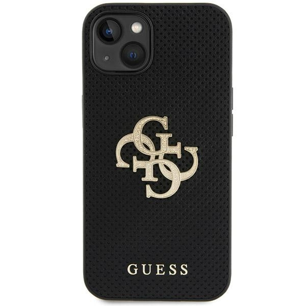 Guess GUHCP15SPSP4LGK iPhone 15 / 14 / 13 6.1" czarny/black hardcase Leather Perforated 4G Glitter Logo