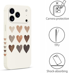 Etui Pnakqil iPhone 17, kobiece serca w odcieniach nude, modne etui Białe pudełko