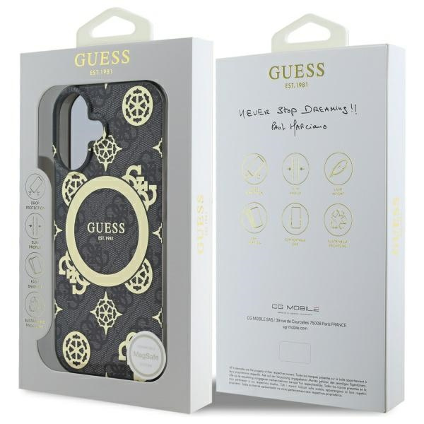 Guess GUHMP16SH4PYEEK iPhone 166.1" czarny/black hardcase IML Peony On 4G Background MagSafe