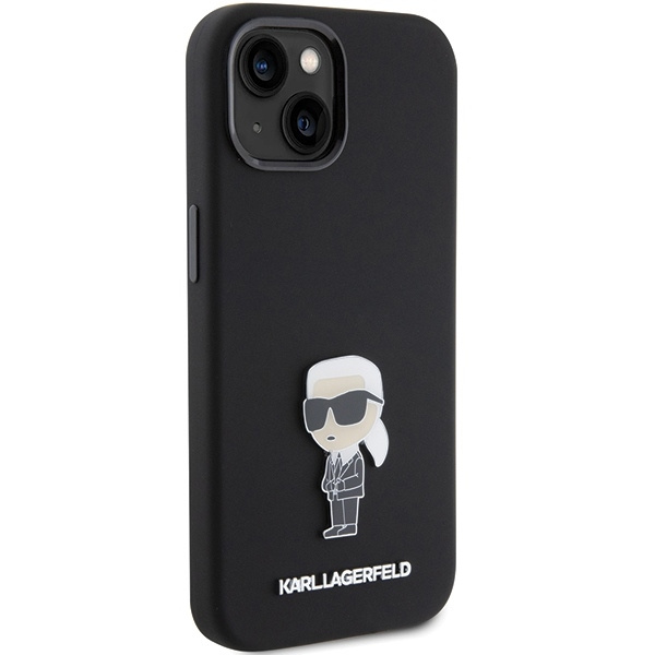 Etui Karl Lagerfeld Silicone Ikonik Metal Pin na iPhone 15 - czarne