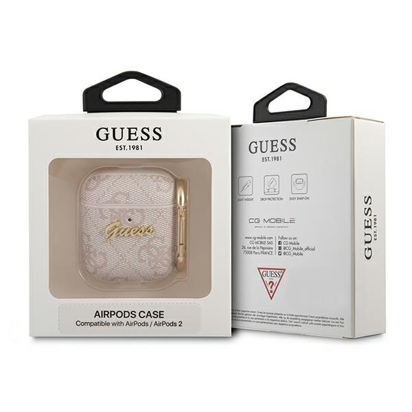 Guess GUA24GSMP AirPods 1/2 coverróżowy/pink 4G Script Metal Collection