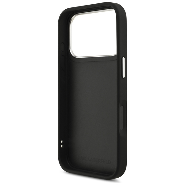 Etui Karl Lagerfeld FW Grained Karl &    Choupette Heads Pins & Logo do iPhone 17 Pro czarny