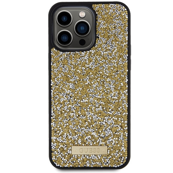 GUESS GUHCP15LPFGSBSD IPHONE 15 PRO 6.1" ŻÓŁTY/YELLOW HARDCASE RHINESTONE METAL LOGO