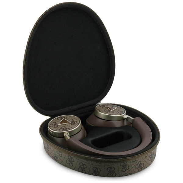 Słuchawki nauszne Guess 4G Triangle Logo Bluetooth ENC brązowy