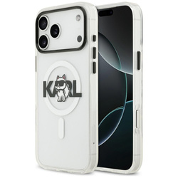 Etui Karl Lagerfeld IML Choupette Sketch Logo MagSafe do iPhone 17 Pro Max przezroczysty