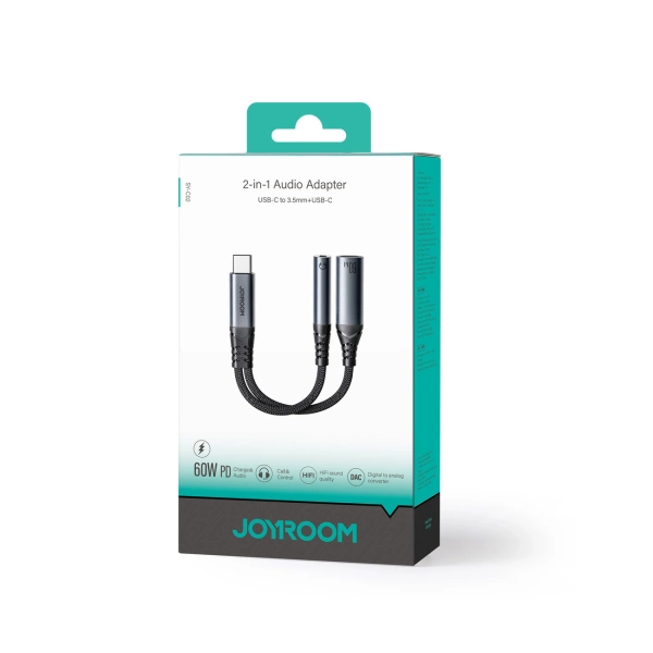 Joyroom SY-C02 2in1 DAC adapter USB-C to USB-C / 3.5 mm mini jack - black