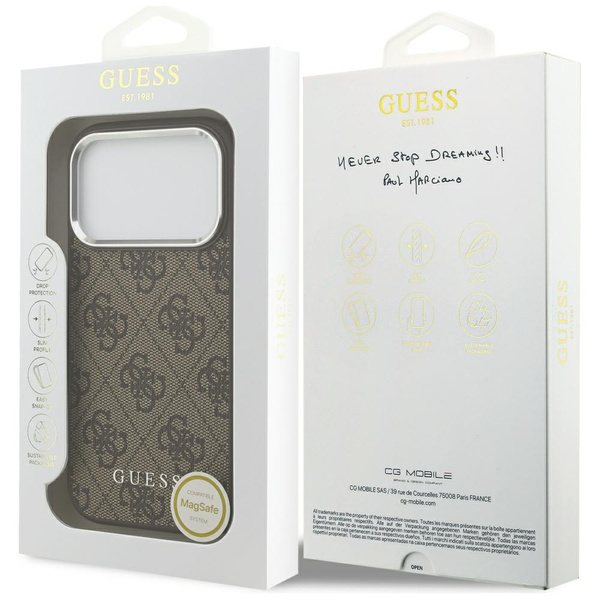 Etui Guess 4G Classic Logo MagSafe do iPhone 17 Pro Max brązowy