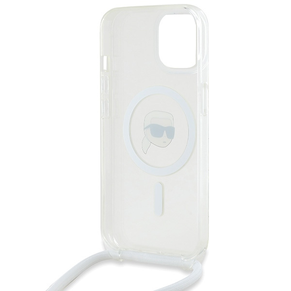 Karl Lagerfeld KLHMP15SHCKHNT iPhone 15 / 14 / 13 6.1" hardcase transparent Crossbody IML Karl Head Magsafe
