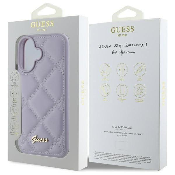 Guess GUHCP16SPSQSQSU iPhone 16 6.1" jasnofioletowy/light purple hardcase Quiled Metal Logo