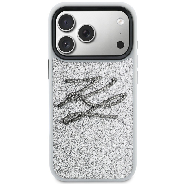 Etui Karl Lagerfeld IML Glitter KL       Diamond Logo do iPhone 17 Pro srebrny