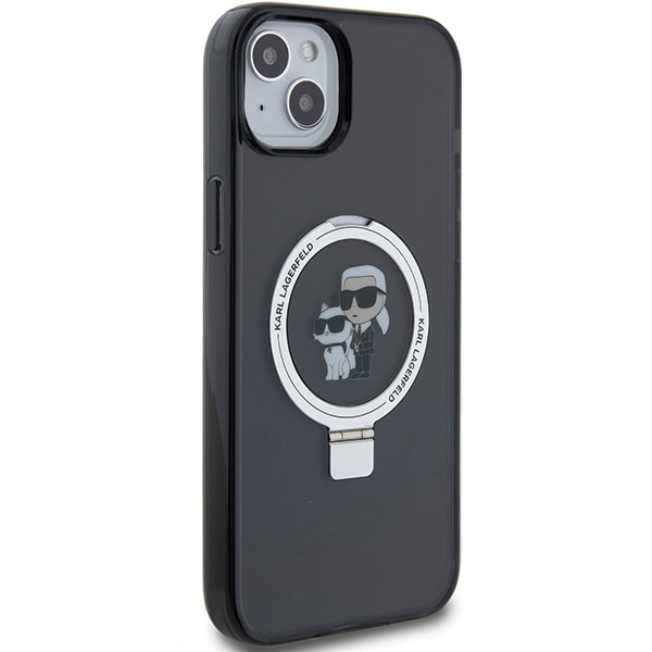 Etui Karl Lagerfeld Ring Stand Karl&Choupettte MagSafe na iPhone 14 / 15 / 13 - czarne