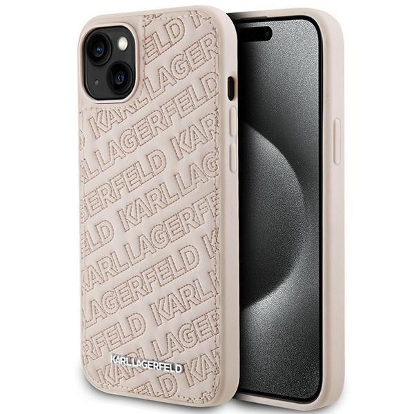 Etui Karl Lagerfeld Quilted K Pattern na iPhone 15 - różowe