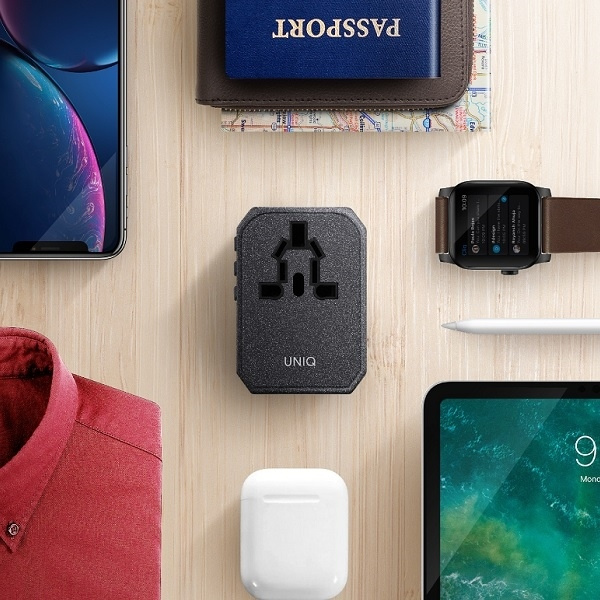 Adapter podróżny UNIQ Voyage LITHOS Collective 33W 2xUSB PD 18W QC 3.0 - szary