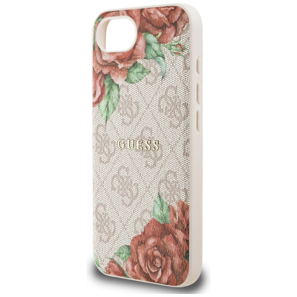Etui Guess 4G Flowers Print MagSafe do   iPhone 16e różowy