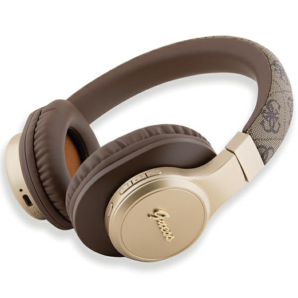 Guess słuchawki nauszne BluetoothGUBH604GEMW brązowy/brown 4G Script