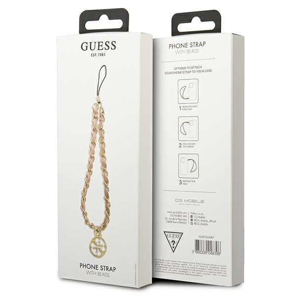 Guess zawieszka GUSTSAS4P Phone Strapróżowy/pink Chain Metal 4G Charm