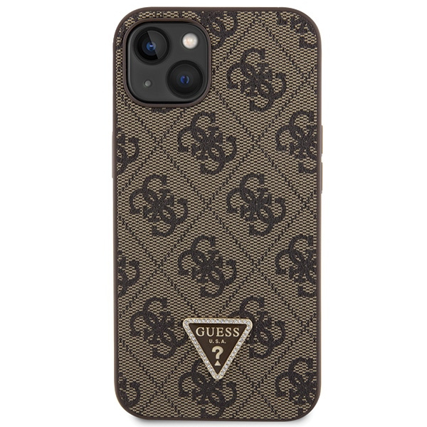Guess GUHCP13MP4TDSCPW iPhone 13 / 14 / 15 6.1" brązowy/brown hardcase Crossbody 4G Metal Logo