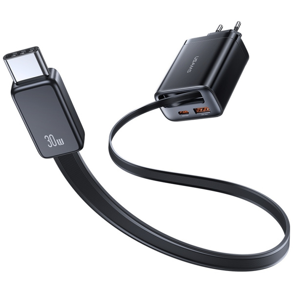 Ładowarka sieciowa USAMS Xiang Series    CC296 30W 1xUSB-C 1xUSB-A + kabel USB-C czarny